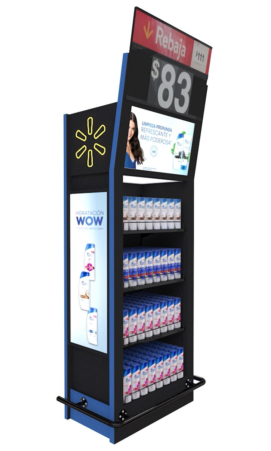 Exhibidor con pantalla digital integrada